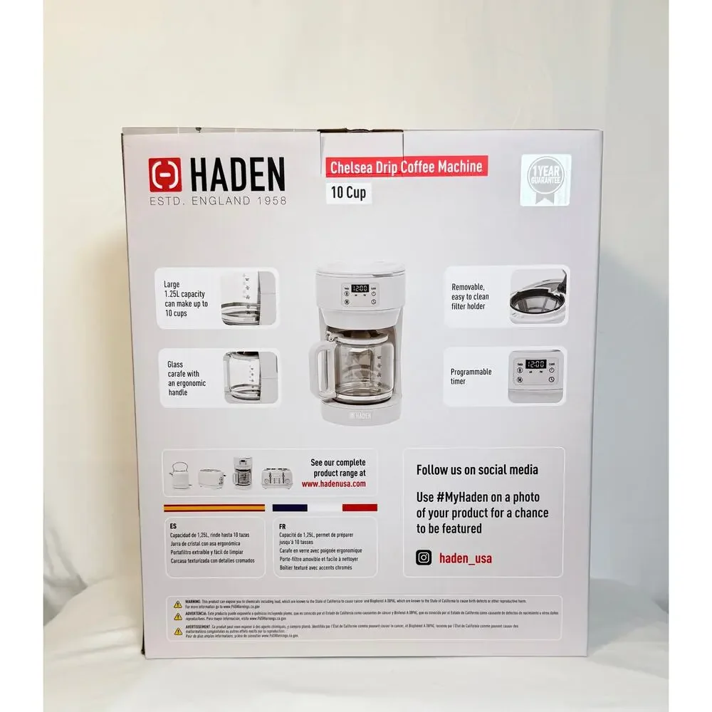 Chelsea 10-Cup Drip Coffee Maker Sleek White Matte Never Opened